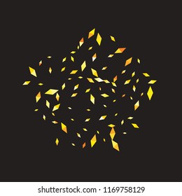 Confetti of two-colored rhombs isolated on white background.Falling confetti from minimalistic geometric figures. Abstract triangles and rombs for label, card, poster, cover, leaflet, textile design.