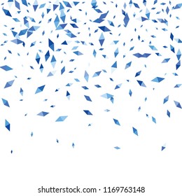 Confetti of two-colored rhombs isolated on white background.Falling confetti from minimalistic geometric figures. Abstract triangles and rombs for label, card, poster, cover, leaflet, textile design.