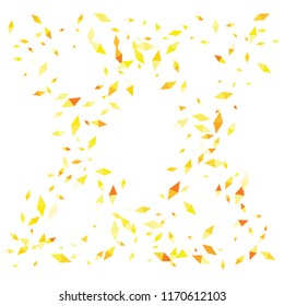 Confetti of two-colored rhombs isolated on white background.Falling confetti from minimalistic geometric figures. Abstract triangles and rombs for label, card, poster, cover, leaflet, textile design.