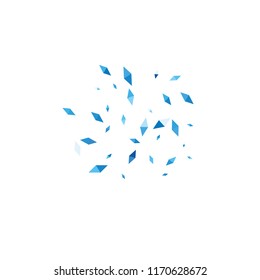 Confetti of two-colored rhombs isolated on white background.Falling confetti from minimalistic geometric figures. Abstract triangles and rombs for label, card, poster, cover, leaflet, textile design.