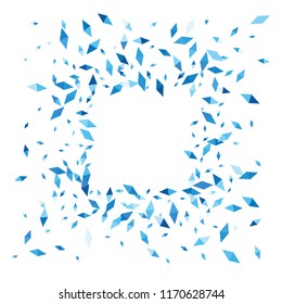Confetti of two-colored rhombs isolated on white background.Falling confetti from minimalistic geometric figures. Abstract triangles and rombs for label, card, poster, cover, leaflet, textile design.