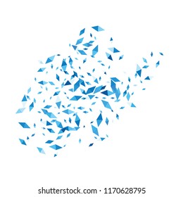 Confetti of two-colored rhombs isolated on white background.Falling confetti from minimalistic geometric figures. Abstract triangles and rombs for label, card, poster, cover, leaflet, textile design.