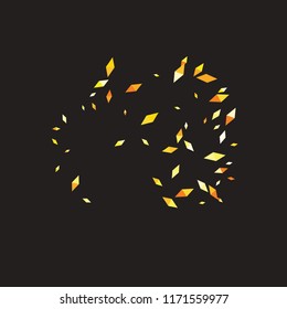 Confetti of two-colored rhombs isolated on white background.Falling confetti from minimalistic geometric figures. Abstract triangles and rombs for label, card, poster, cover, leaflet, textile design.