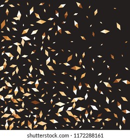 Confetti of two-colored rhombs isolated on white background.Falling confetti from minimalistic geometric figures. Abstract triangles and rombs for label, card, poster, cover, leaflet, textile design.