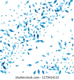 Confetti of two-colored rhombs isolated on white background.Falling confetti from minimalistic geometric figures. Abstract triangles and rombs for label, card, poster, cover, leaflet, textile design.