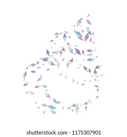 Confetti of two-colored rhombs isolated on white background.Falling confetti from minimalistic geometric figures. Abstract triangles and rombs for label, card, poster, cover, leaflet, textile design.