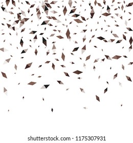 Confetti of two-colored rhombs isolated on white background.Falling confetti from minimalistic geometric figures. Abstract triangles and rombs for label, card, poster, cover, leaflet, textile design.