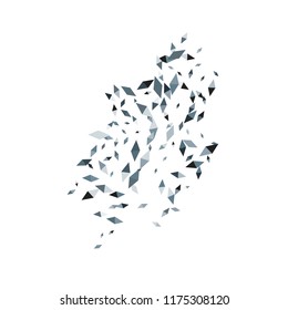 Confetti of two-colored rhombs isolated on white background.Falling confetti from minimalistic geometric figures. Abstract triangles and rombs for label, card, poster, cover, leaflet, textile design.