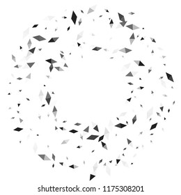 Confetti of two-colored rhombs isolated on white background.Falling confetti from minimalistic geometric figures. Abstract triangles and rombs for label, card, poster, cover, leaflet, textile design.