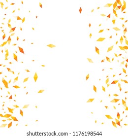 Confetti of two-colored rhombs isolated on white background.Falling confetti from minimalistic geometric figures. Abstract triangles and rombs for label, card, poster, cover, leaflet, textile design.