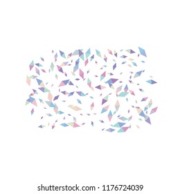 Confetti of two-colored rhombs isolated on white background.Falling confetti from minimalistic geometric figures. Abstract triangles and rombs for label, card, poster, cover, leaflet, textile design.