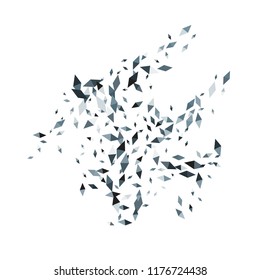 Confetti of two-colored rhombs isolated on white background.Falling confetti from minimalistic geometric figures. Abstract triangles and rombs for label, card, poster, cover, leaflet, textile design.