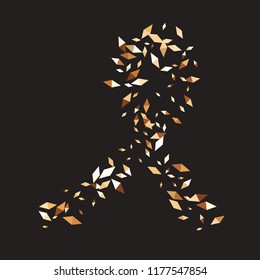 Confetti of two-colored rhombs isolated on white background.Falling confetti from minimalistic geometric figures. Abstract triangles and rombs for label, card, poster, cover, leaflet, textile design.