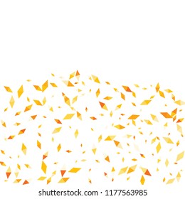 Confetti of two-colored rhombs isolated on white background.Falling confetti from minimalistic geometric figures. Abstract triangles and rombs for label, card, poster, cover, leaflet, textile design.