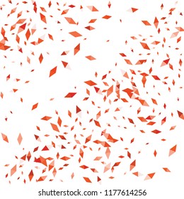 Confetti of two-colored rhombs isolated on white background.Falling confetti from minimalistic geometric figures. Abstract triangles and rombs for label, card, poster, cover, leaflet, textile design.