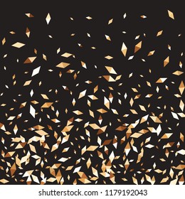 Confetti of two-colored rhombs isolated on white background.Falling confetti from minimalistic geometric figures. Abstract triangles and rombs for label, card, poster, cover, leaflet, textile design.