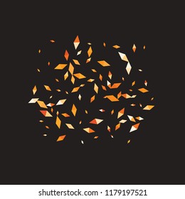 Confetti of two-colored rhombs isolated on white background.Falling confetti from minimalistic geometric figures. Abstract triangles and rombs for label, card, poster, cover, leaflet, textile design.