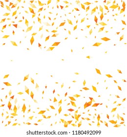 Confetti of two-colored rhombs isolated on white background.Falling confetti from minimalistic geometric figures. Abstract triangles and rombs for label, card, poster, cover, leaflet, textile design.