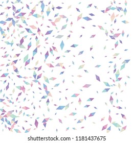 Confetti of two-colored rhombs isolated on white background.Falling confetti from minimalistic geometric figures. Abstract triangles and rombs for label, card, poster, cover, leaflet, textile design.