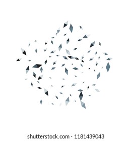 Confetti of two-colored rhombs isolated on white background.Falling confetti from minimalistic geometric figures. Abstract triangles and rombs for label, card, poster, cover, leaflet, textile design.
