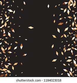 Confetti of two-colored rhombs isolated on white background.Falling confetti from minimalistic geometric figures. Abstract triangles and rombs for label, card, poster, cover, leaflet, textile design.