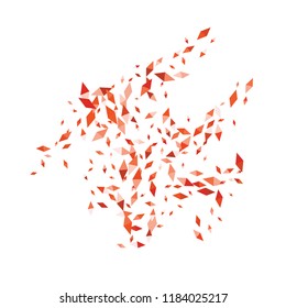 Confetti of two-colored rhombs isolated on white background.Falling confetti from minimalistic geometric figures. Abstract triangles and rombs for label, card, poster, cover, leaflet, textile design.
