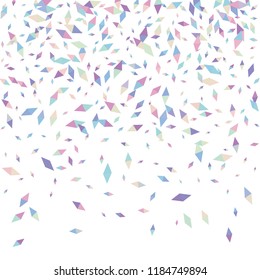 Confetti of two-colored rhombs isolated on white background.Falling confetti from minimalistic geometric figures. Abstract triangles and rombs for label, card, poster, cover, leaflet, textile design.