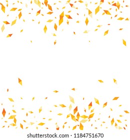 Confetti of two-colored rhombs isolated on white background.Falling confetti from minimalistic geometric figures. Abstract triangles and rombs for label, card, poster, cover, leaflet, textile design.