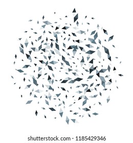 Confetti of two-colored rhombs isolated on white background.Falling confetti from minimalistic geometric figures. Abstract triangles and rombs for label, card, poster, cover, leaflet, textile design.