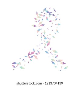 Confetti of two-colored rhombs isolated on white background.Falling confetti from minimalistic geometric figures. Abstract triangles and rombs for label, card, poster, cover, leaflet, textile design.