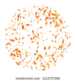 Confetti of two-colored rhombs isolated on white background.Falling confetti from minimalistic geometric figures. Abstract triangles and rombs for label, card, poster, cover, leaflet, textile design.