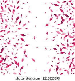 Confetti of two-colored rhombs isolated on white background.Falling confetti from minimalistic geometric figures. Abstract triangles and rombs for label, card, poster, cover, leaflet, textile design.
