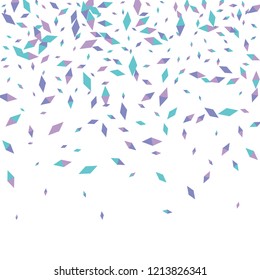 Confetti of two-colored rhombs isolated on white background.Falling confetti from minimalistic geometric figures. Abstract triangles and rombs for label, card, poster, cover, leaflet, textile design.