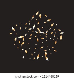 Confetti of two-colored rhombs isolated on white background.Falling confetti from minimalistic geometric figures. Abstract triangles and rombs for label, card, poster, cover, leaflet, textile design.