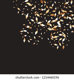 Confetti of two-colored rhombs isolated on white background.Falling confetti from minimalistic geometric figures. Abstract triangles and rombs for label, card, poster, cover, leaflet, textile design.