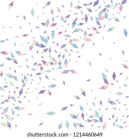 Confetti of two-colored rhombs isolated on white background.Falling confetti from minimalistic geometric figures. Abstract triangles and rombs for label, card, poster, cover, leaflet, textile design.