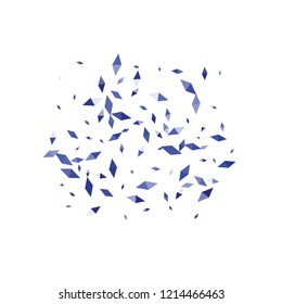 Confetti of two-colored rhombs isolated on white background.Falling confetti from minimalistic geometric figures. Abstract triangles and rombs for label, card, poster, cover, leaflet, textile design.