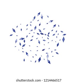 Confetti of two-colored rhombs isolated on white background.Falling confetti from minimalistic geometric figures. Abstract triangles and rombs for label, card, poster, cover, leaflet, textile design.