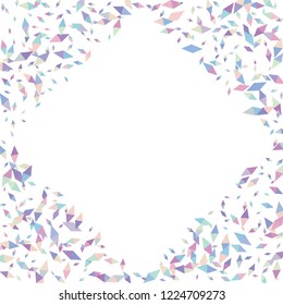 Confetti of two-colored rhombs isolated on white background.Falling confetti from minimalistic geometric figures. Abstract triangles and rombs for label, card, poster, cover, leaflet, textile design.