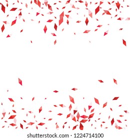 Confetti of two-colored rhombs isolated on white background.Falling confetti from minimalistic geometric figures. Abstract triangles and rombs for label, card, poster, cover, leaflet, textile design.