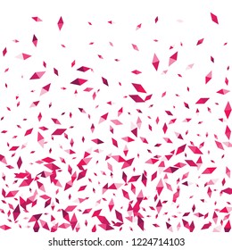 Confetti of two-colored rhombs isolated on white background.Falling confetti from minimalistic geometric figures. Abstract triangles and rombs for label, card, poster, cover, leaflet, textile design.