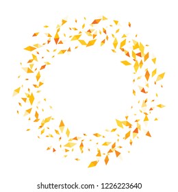 Confetti of two-colored rhombs isolated on white background.Falling confetti from minimalistic geometric figures. Abstract triangles and rombs for label, card, poster, cover, leaflet, textile design.