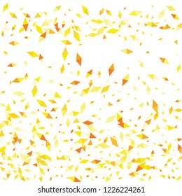 Confetti of two-colored rhombs isolated on white background.Falling confetti from minimalistic geometric figures. Abstract triangles and rombs for label, card, poster, cover, leaflet, textile design.