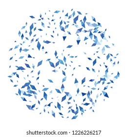 Confetti of two-colored rhombs isolated on white background.Falling confetti from minimalistic geometric figures. Abstract triangles and rombs for label, card, poster, cover, leaflet, textile design.