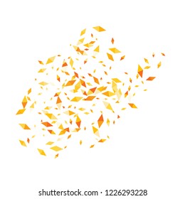 Confetti of two-colored rhombs isolated on white background.Falling confetti from minimalistic geometric figures. Abstract triangles and rombs for label, card, poster, cover, leaflet, textile design.
