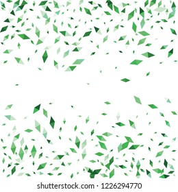 Confetti of two-colored rhombs isolated on white background.Falling confetti from minimalistic geometric figures. Abstract triangles and rombs for label, card, poster, cover, leaflet, textile design.