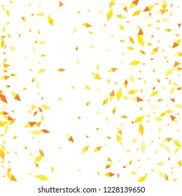 Confetti of two-colored rhombs isolated on white background.Falling confetti from minimalistic geometric figures. Abstract triangles and rombs for label, card, poster, cover, leaflet, textile design.