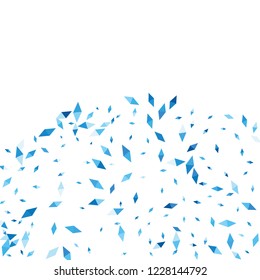 Confetti of two-colored rhombs isolated on white background.Falling confetti from minimalistic geometric figures. Abstract triangles and rombs for label, card, poster, cover, leaflet, textile design.