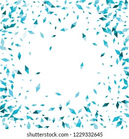 Confetti of two-colored rhombs isolated on white background.Falling confetti from minimalistic geometric figures. Abstract triangles and rombs for label, card, poster, cover, leaflet, textile design.