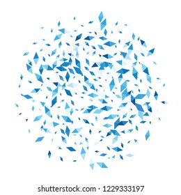 Confetti of two-colored rhombs isolated on white background.Falling confetti from minimalistic geometric figures. Abstract triangles and rombs for label, card, poster, cover, leaflet, textile design.